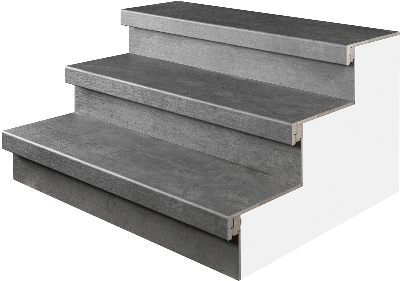 Rénovation d'escalier par revêtement de marches décor béton gris